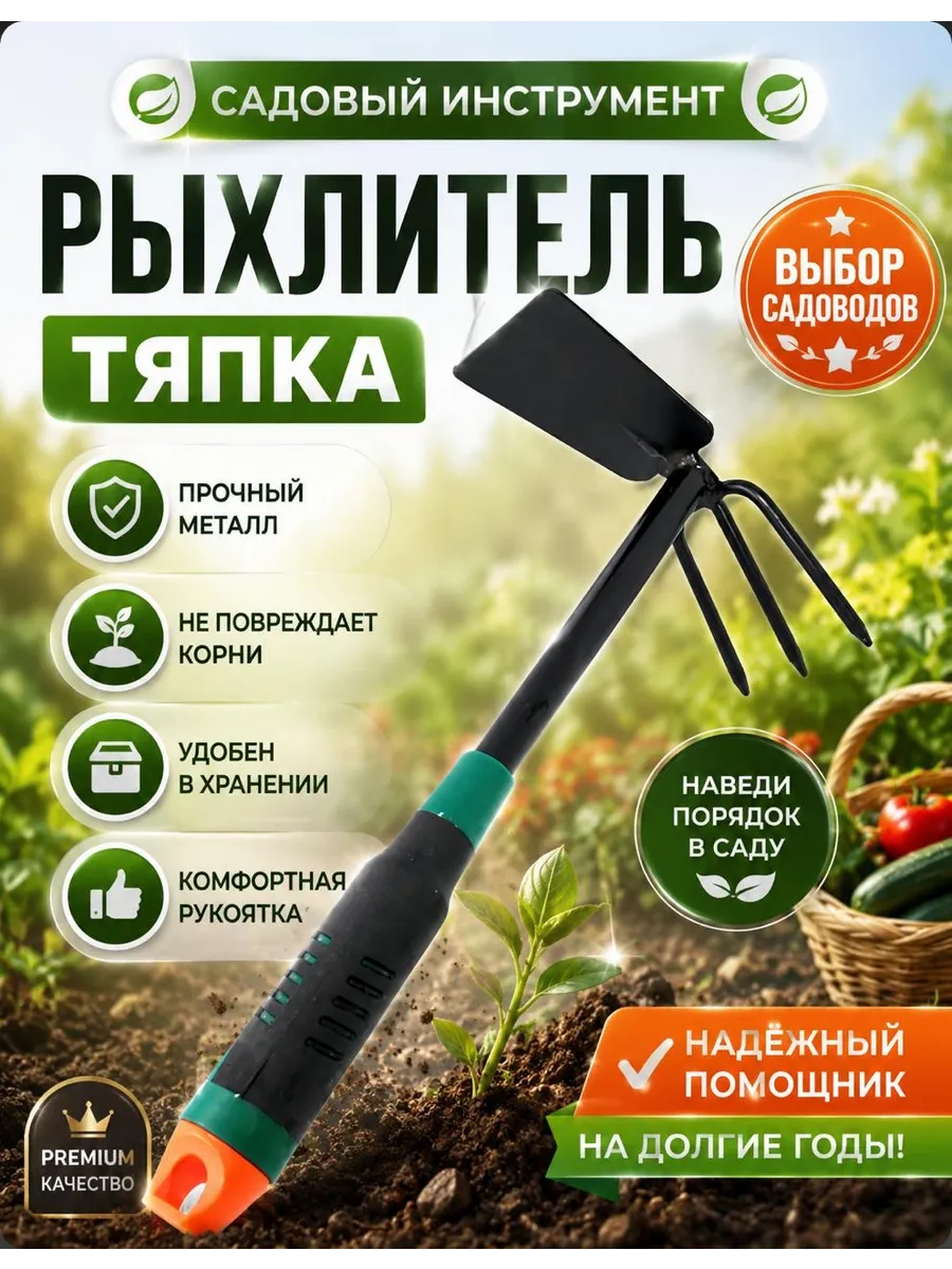 Тяпка мотыга для огорода садовая 2в1