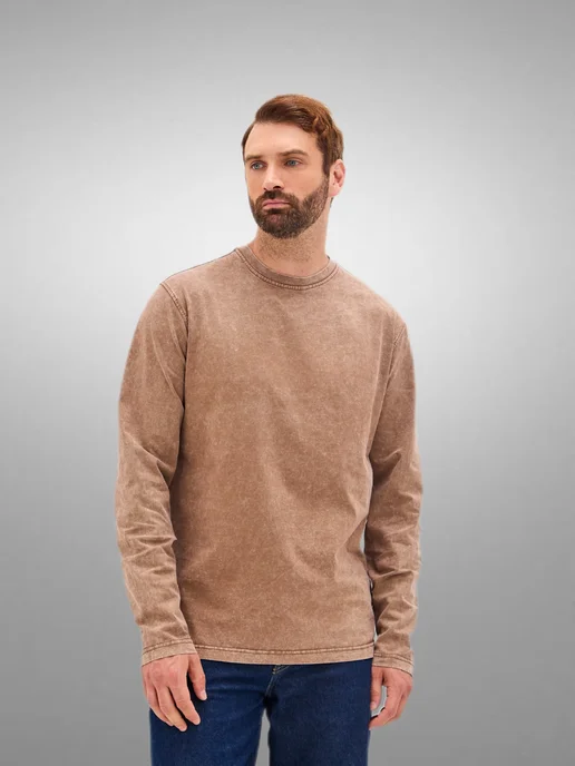 Mod jeans Лонгслив классический однотонный варенка, серый