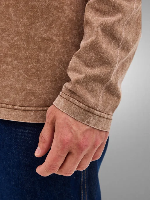 Mod jeans Лонгслив классический однотонный варенка, серый, фото 8