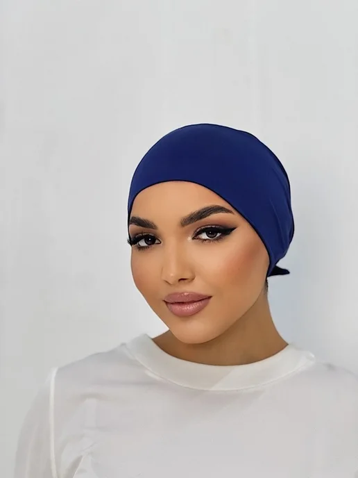Ailin Fashion Хиджабы мусульманский Боне на завязках Прямой, синий