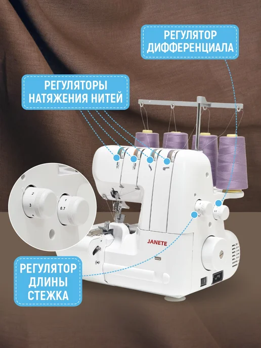 JANETE Оверлок швейный для дома 328 White, белый, фото 2