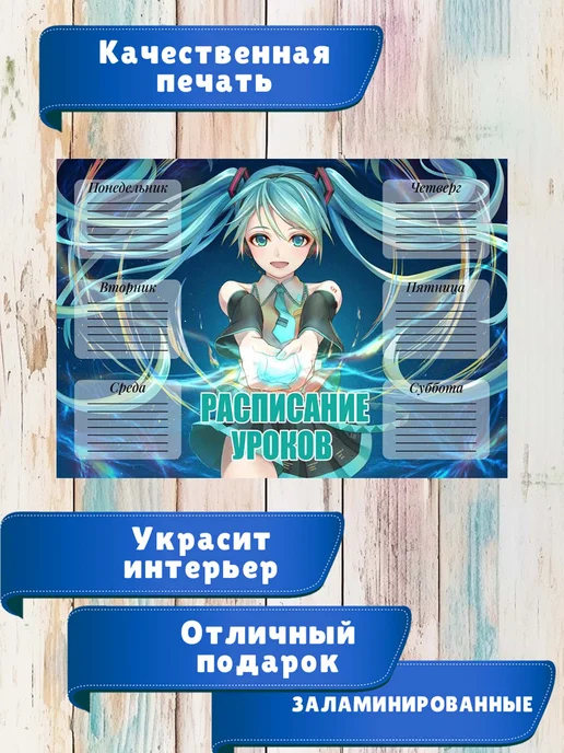 ТриШа Многоразовое расписание уроков А4 ламинированное, вариант, фото 2