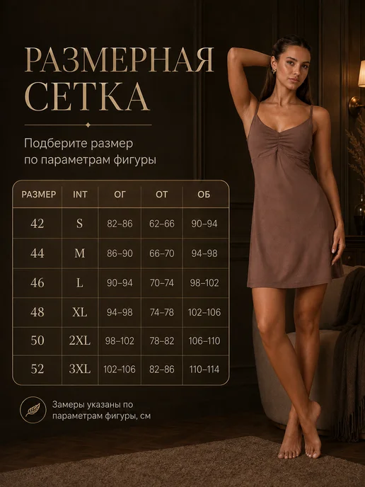 LUNNICA Ночная сорочка женская домашняя, коричневый, фото 6