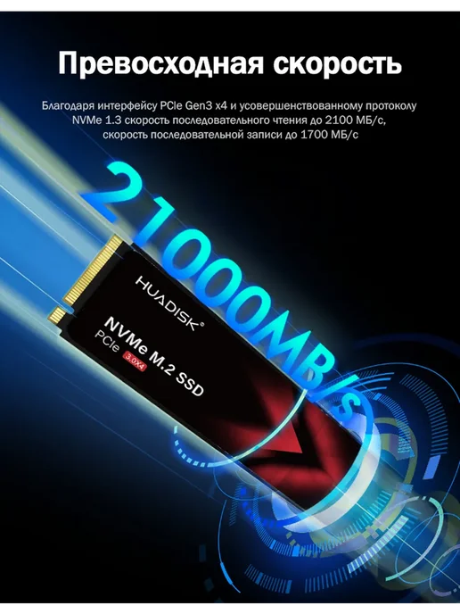 HUADISK SSD M2 NVMe 512 ГБ жесткий диск для компьютера и ноутбука, 512 ГБ, фото 4