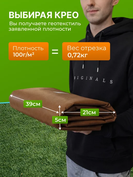 КРЕО Геотекстиль 100 1.6х5, от сорняков садовый, 1.6x5, фото 2