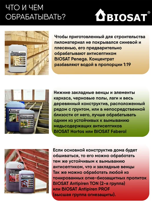 Biosat Бесцветный антисептик для дерева концентрат 1 9, белый, фото 8