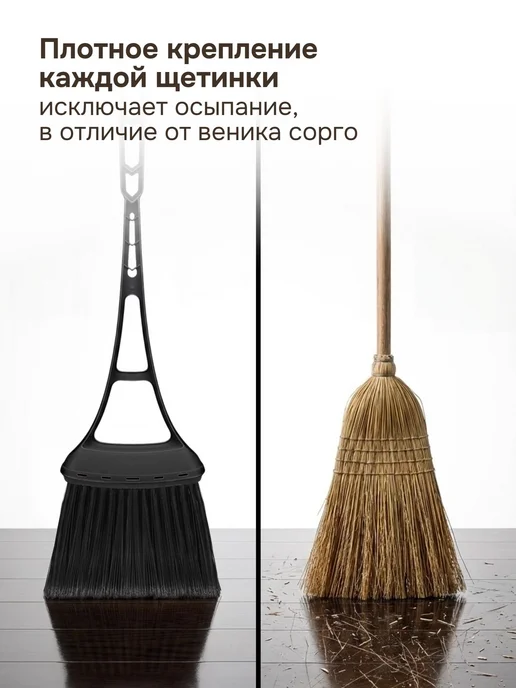 Spin&Clean Щетка для уборки Веник пластиковый, черный, фото 7