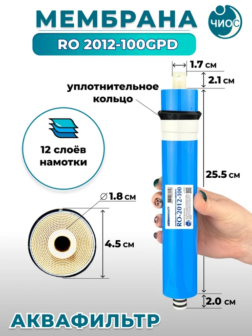 АкваФильтр Мембрана обратного осмоса RO 2012-100GPD, синий, фото 2
