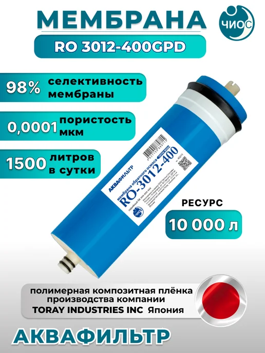 АкваФильтр Мембрана обратного осмоса RO 3012-400GPD, синий