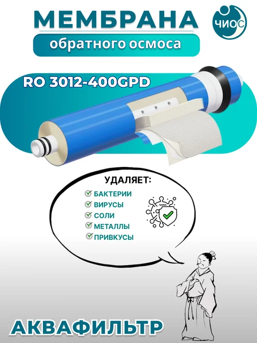 АкваФильтр Мембрана обратного осмоса RO 3012-400GPD, синий, фото 3