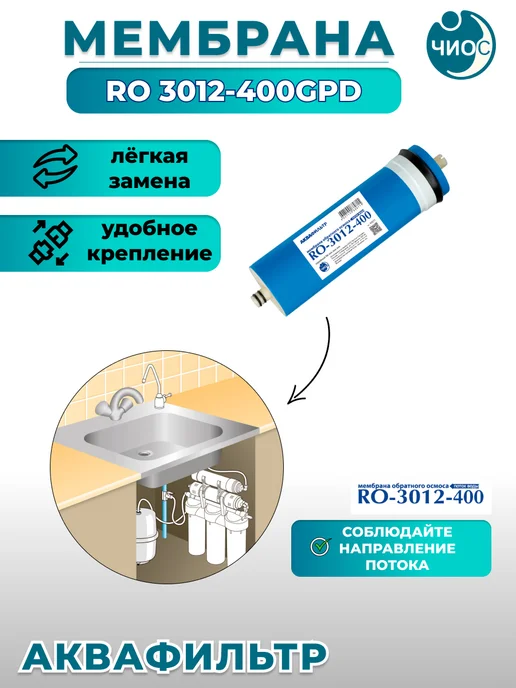АкваФильтр Мембрана обратного осмоса RO 3012-400GPD, синий, фото 4