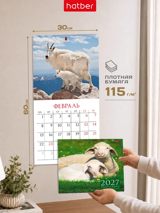 Hatber Календарь 2027 планер настенный Символ года с наклейками, зеленый, фото 6