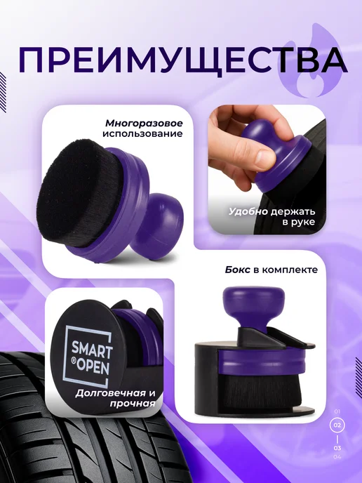 Smart Open Щетка для колес автомобиля, черный, фото 2