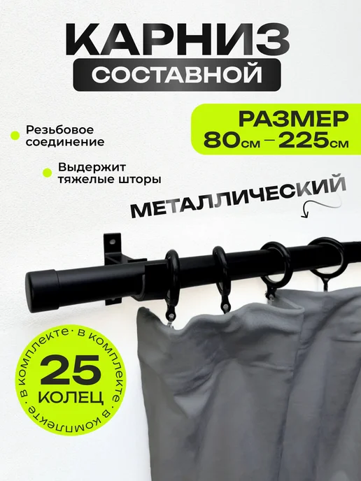 GF Home Карниз для штор настенный, черный