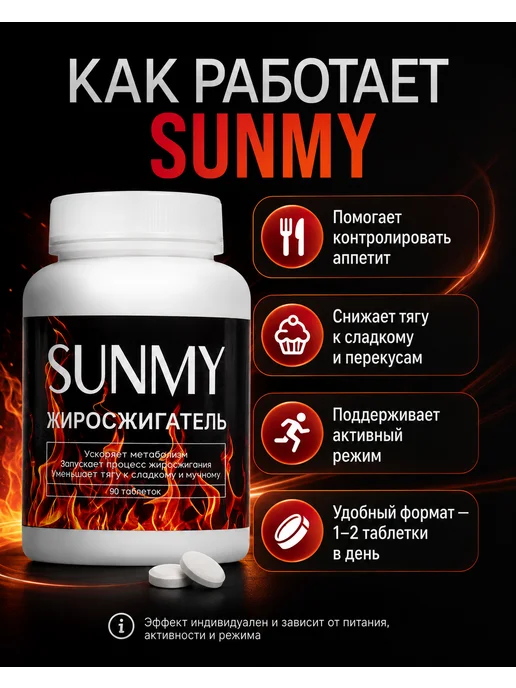 SunMy жиросжигатель Таблетки для похудения + гель антижир, вариант, фото 2