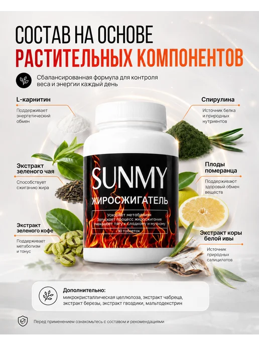 SunMy жиросжигатель Таблетки для похудения + гель антижир, вариант, фото 3