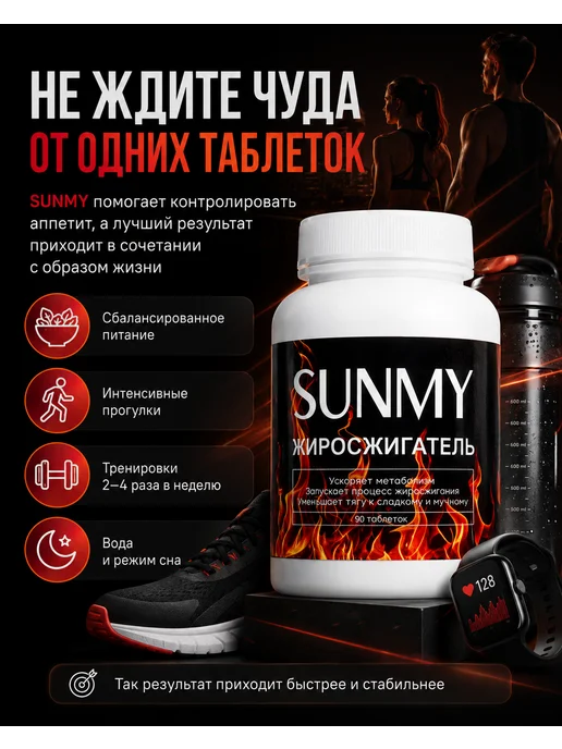 SunMy жиросжигатель Таблетки для похудения + гель антижир, вариант, фото 4