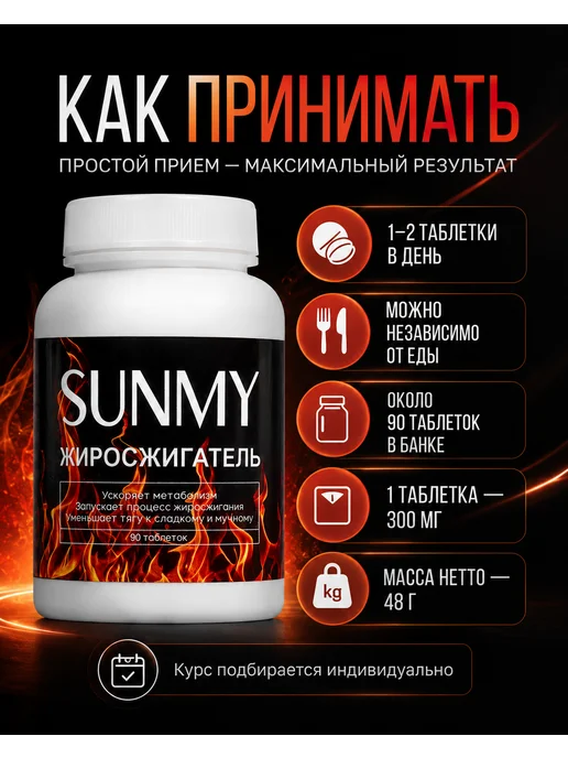 SunMy жиросжигатель Таблетки для похудения + гель антижир, вариант, фото 8