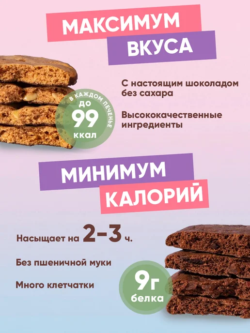 REFIT Протеиновое печенье без сахара Ассорти 4 вкуса 8шт, 8 шт, фото 3