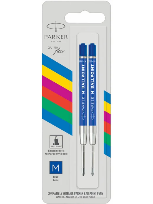 PARKER Стержень шариковый для ручки синий, 0,8 мм, 2 шт