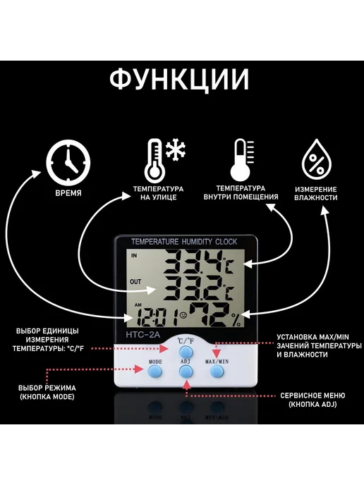 Метеостанция Tulirain для дома с выносным датчиком белый, белый, фото 2