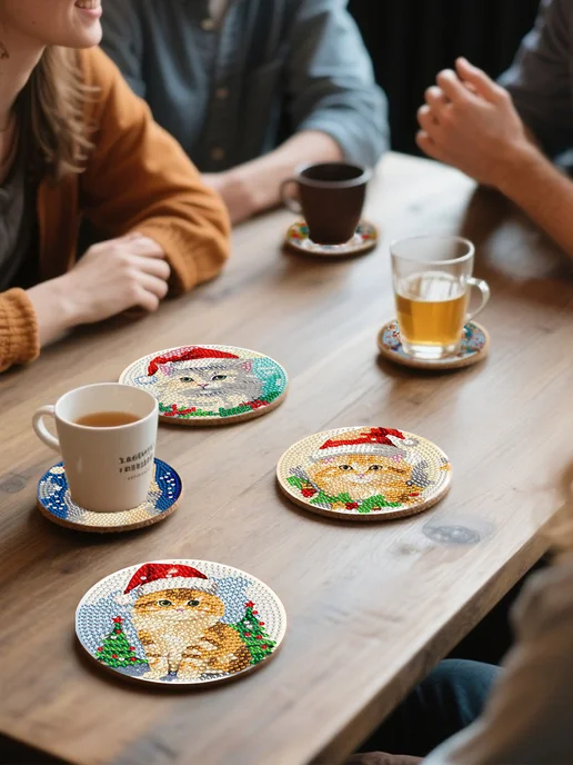 DOTZSO Алмазная мозаика, 8 подставок с котами, новогодний подарок, вариант, фото 6