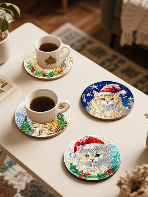 DOTZSO Алмазная мозаика, 8 подставок с котами, новогодний подарок, вариант, фото 7