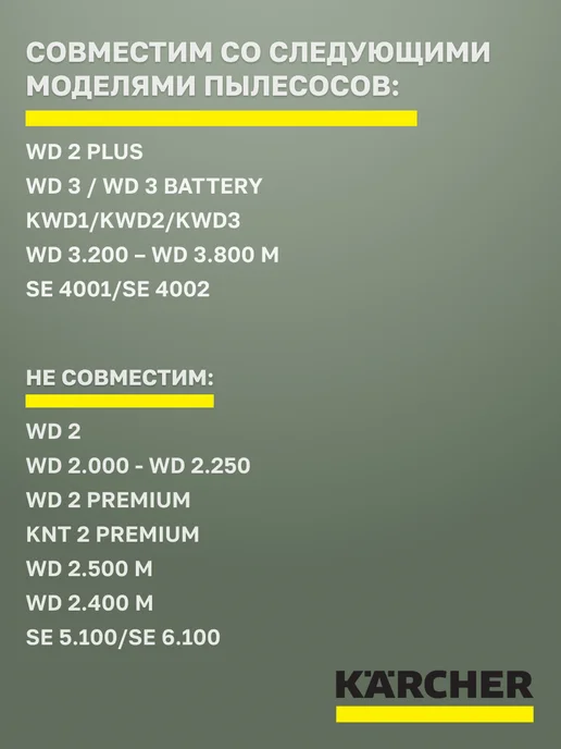 Karcher Мешки для пылесоса Керхер WD3 WD2 Plus, вариант, фото 3