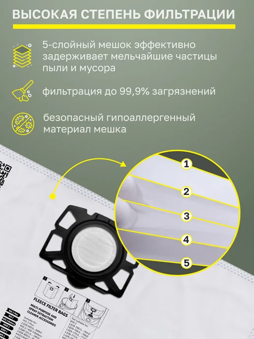 Karcher Мешки для пылесоса Керхер WD3 WD2 Plus, вариант, фото 5