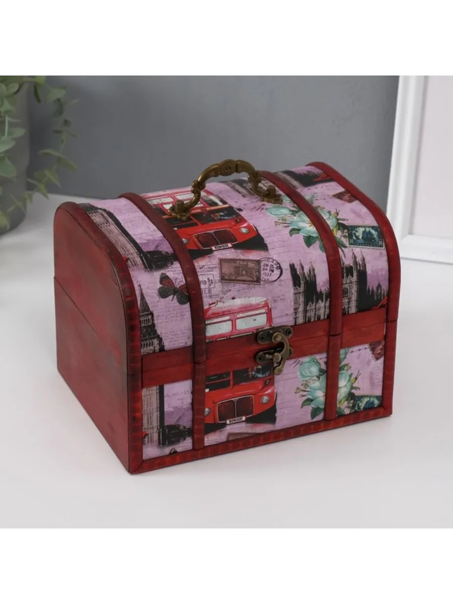 Шкатулка для украшений "Сундучок. Европа", дерево 15x20 см