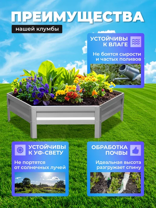 Урожайный уголок Клумба оцинкованная, диаметр 0,6 м, высота 20 см, 1 м, фото 3