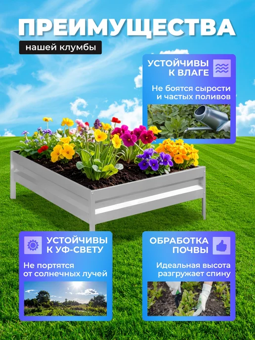 Урожайный уголок Клумба оцинкованная h-20см, 0,8х0,8м, 0.8x0.8 м, 0,8 м, фото 3