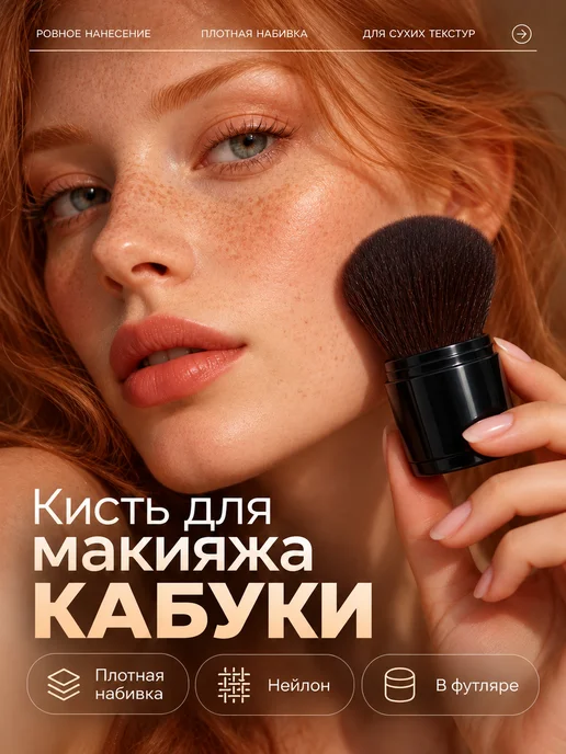 QF Компактная кисть для макияжа кабуки, Компактная