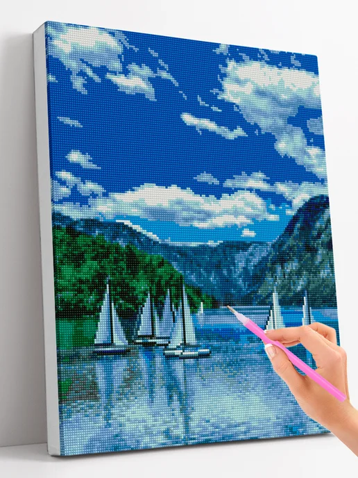 Paintboy Алмазная мозаика на подрамнике 40х50 "Море. Парусники", 40x50, фото 3