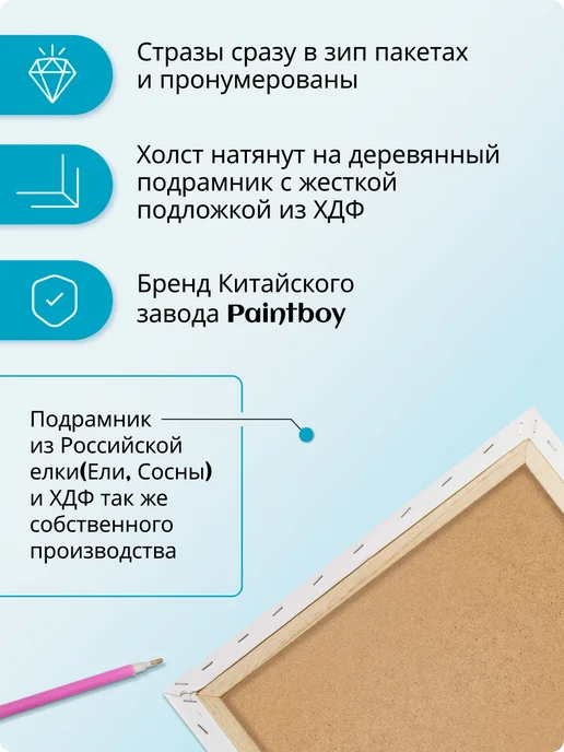 Paintboy Алмазная мозаика на подрамнике 40х50 "Бабочка", вариант, фото 4