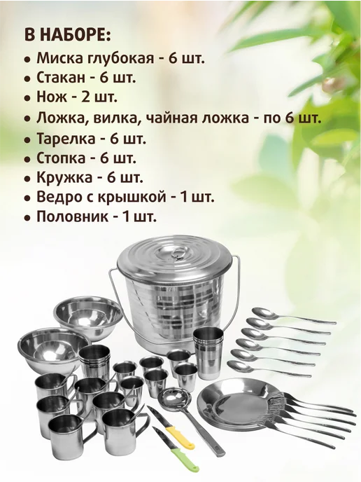 Пикник по-русски Набор для пикника с посудой подарочный на 6 персон, синий, фото 3