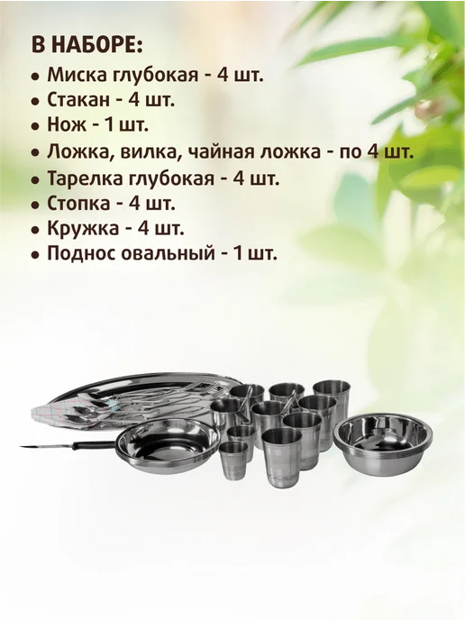 Пикник по-русски Набор для пикника с посудой подарочный на 4 персоны, синий, фото 3
