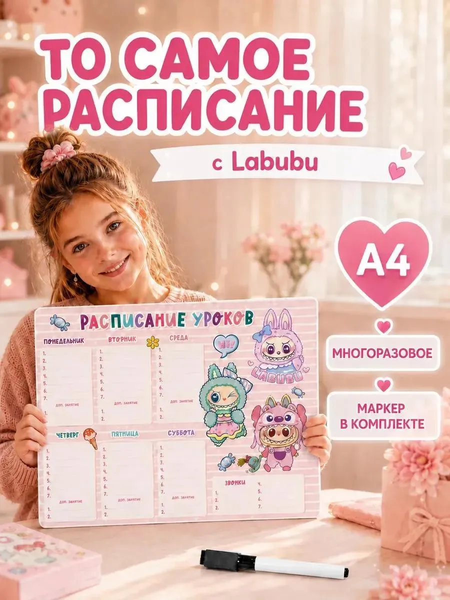 Расписание уроков настенное LABUBU Лабубу