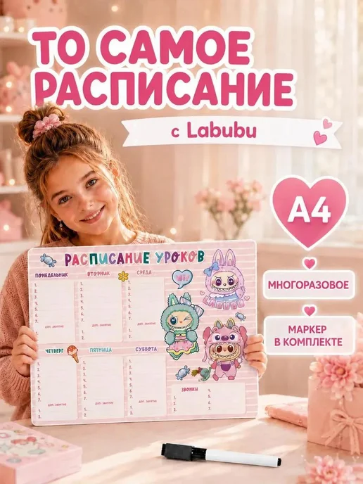 The Planer! Расписание уроков настенное LABUBU Лабубу, голубой