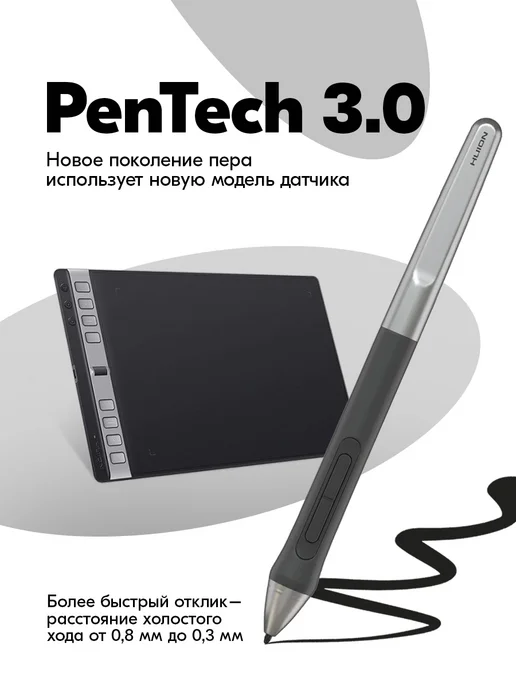Графический планшет для рисования на компьютере Huion Inspiroy 2 L, 2 л, фото 4