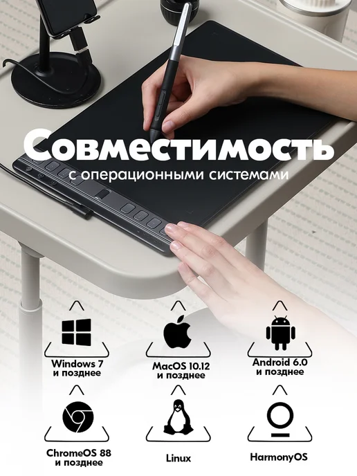 Графический планшет для рисования на компьютере Huion Inspiroy 2 L, 2 л, фото 7