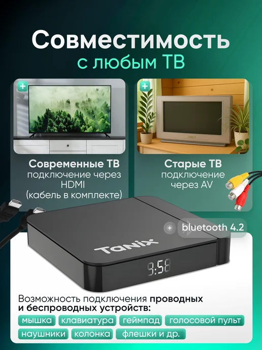 Смарт приставка СмартТВ приставка для телевизора андроид 4 32 ГБ с Wi-Fi, 32 ГБ, фото 2