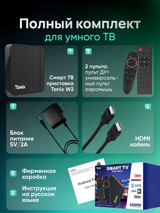 Смарт приставка СмартТВ приставка для телевизора андроид 4 32 ГБ с Wi-Fi, 32 ГБ, фото 8