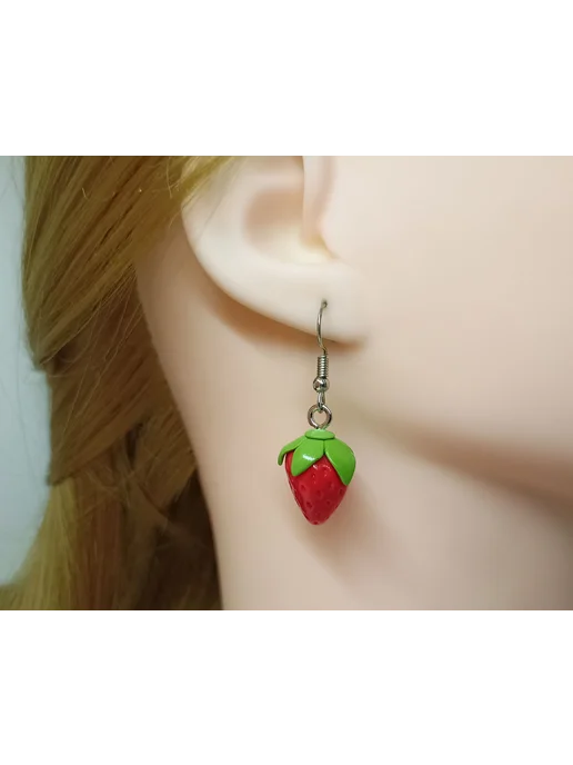 Серьги ягоды клубники Tesorroart