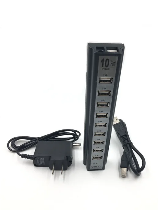 MRM-POWER Usb 10-портовый ХАБ, разветвитель HUB с питанием, черный, фото 3