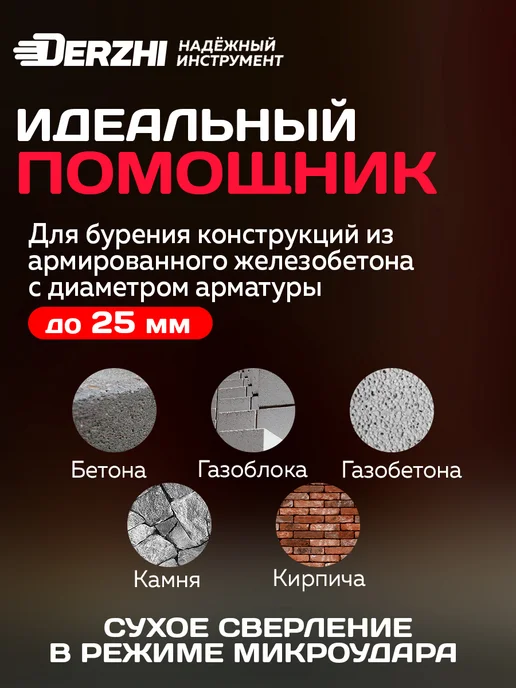 DERZHI Коронка алмазная PRO для сухого сверления 122 мм, 122, фото 2