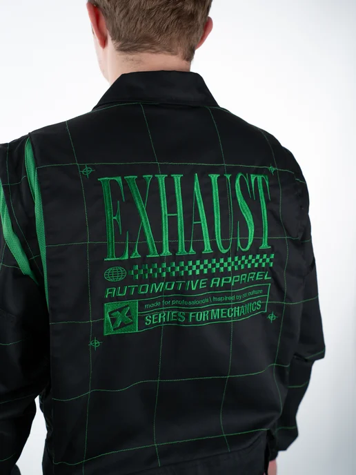 EXHAUST WEAR Комбинезон механика рабочий летний с вышивкой EXHST WRK01, черный, фото 6