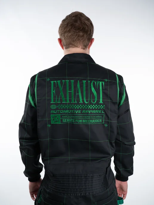EXHAUST WEAR Комбинезон механика рабочий летний с вышивкой EXHST WRK01, черный, фото 7