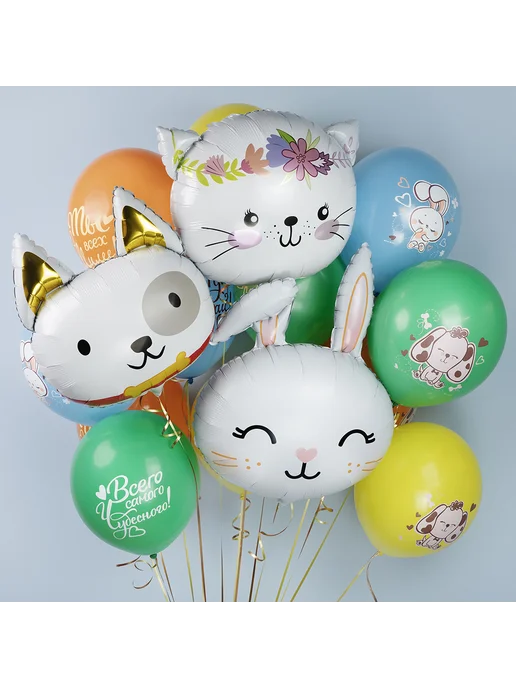 Wild Bubble Шар 23'' 58 см Фигура, Голова, Милый Щенок, Белый, белый, фото 3