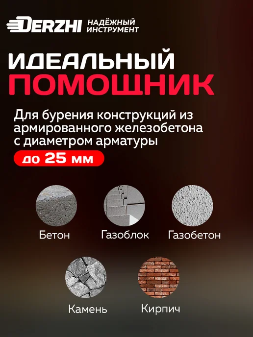 DERZHI Коронка алмазная PRO для сухого сверления 122 мм, 72, фото 2